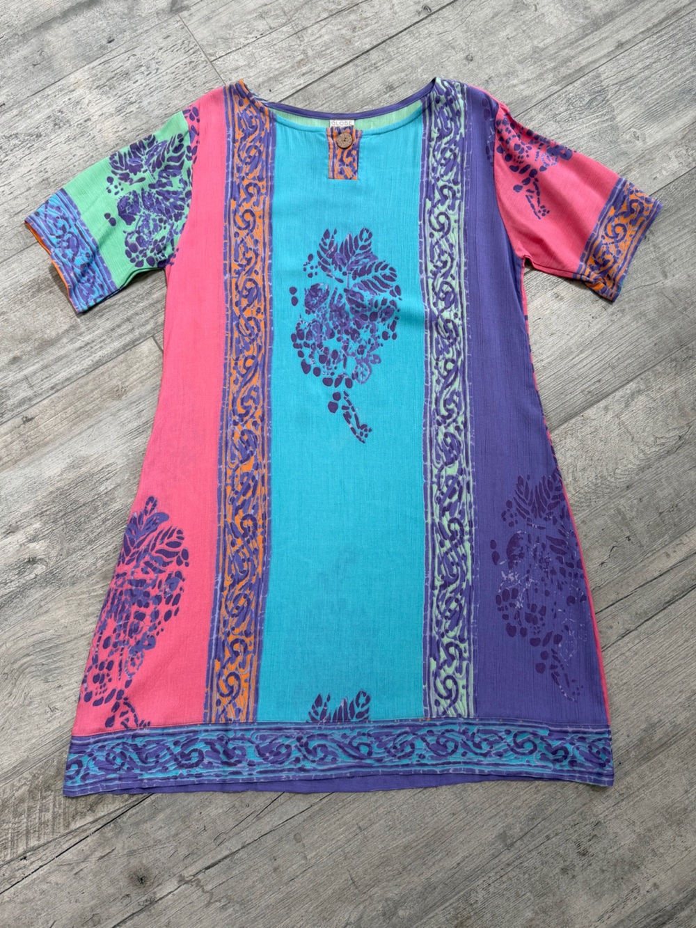 Globe Trotter Clothing of Bali Boho Vintage Colorful Mini Tunic Dress